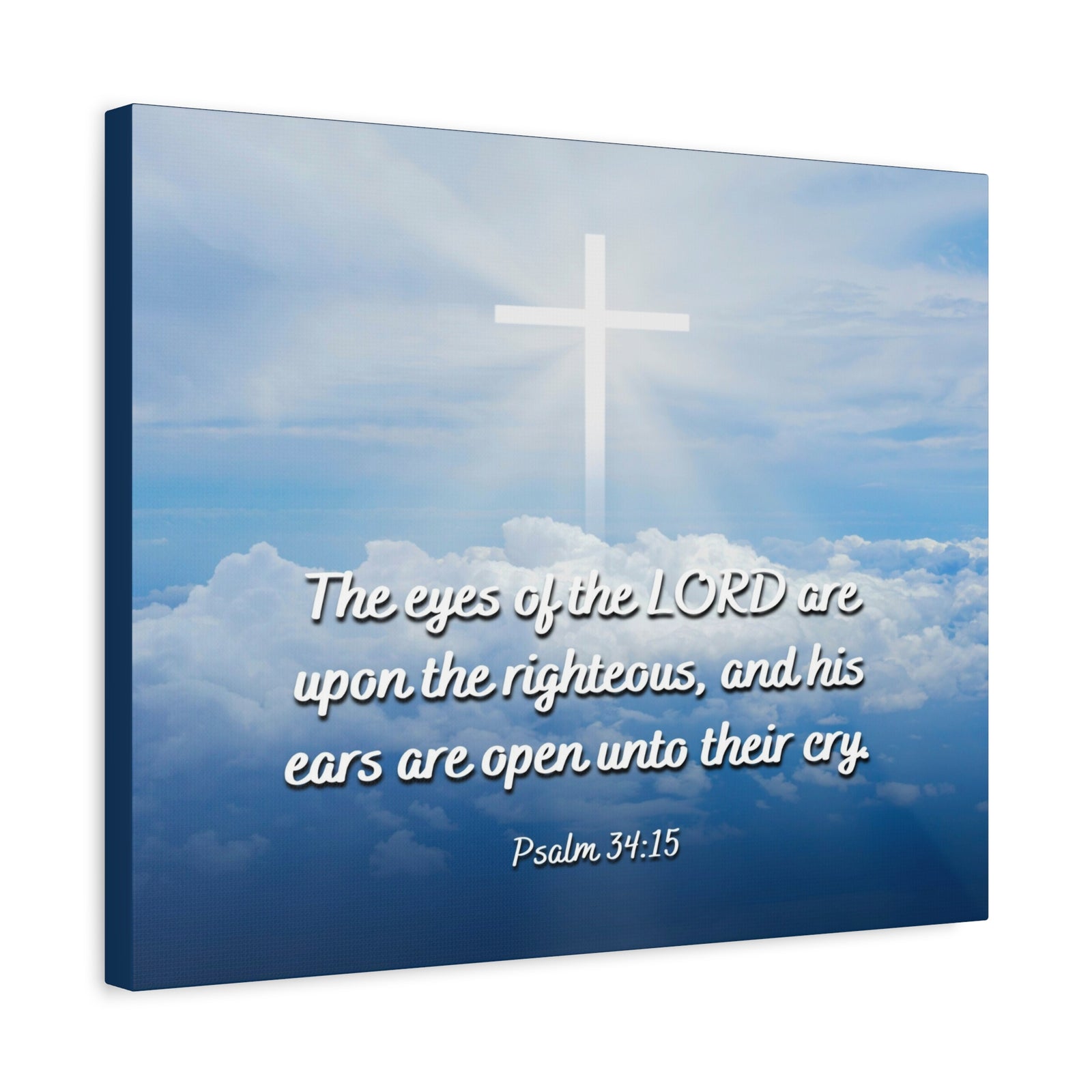 Scripture Canvas The Righteous Psalm 34:15 Christian Wall Art Bible Verse Print Ready to Hang-Express Your Love Gifts