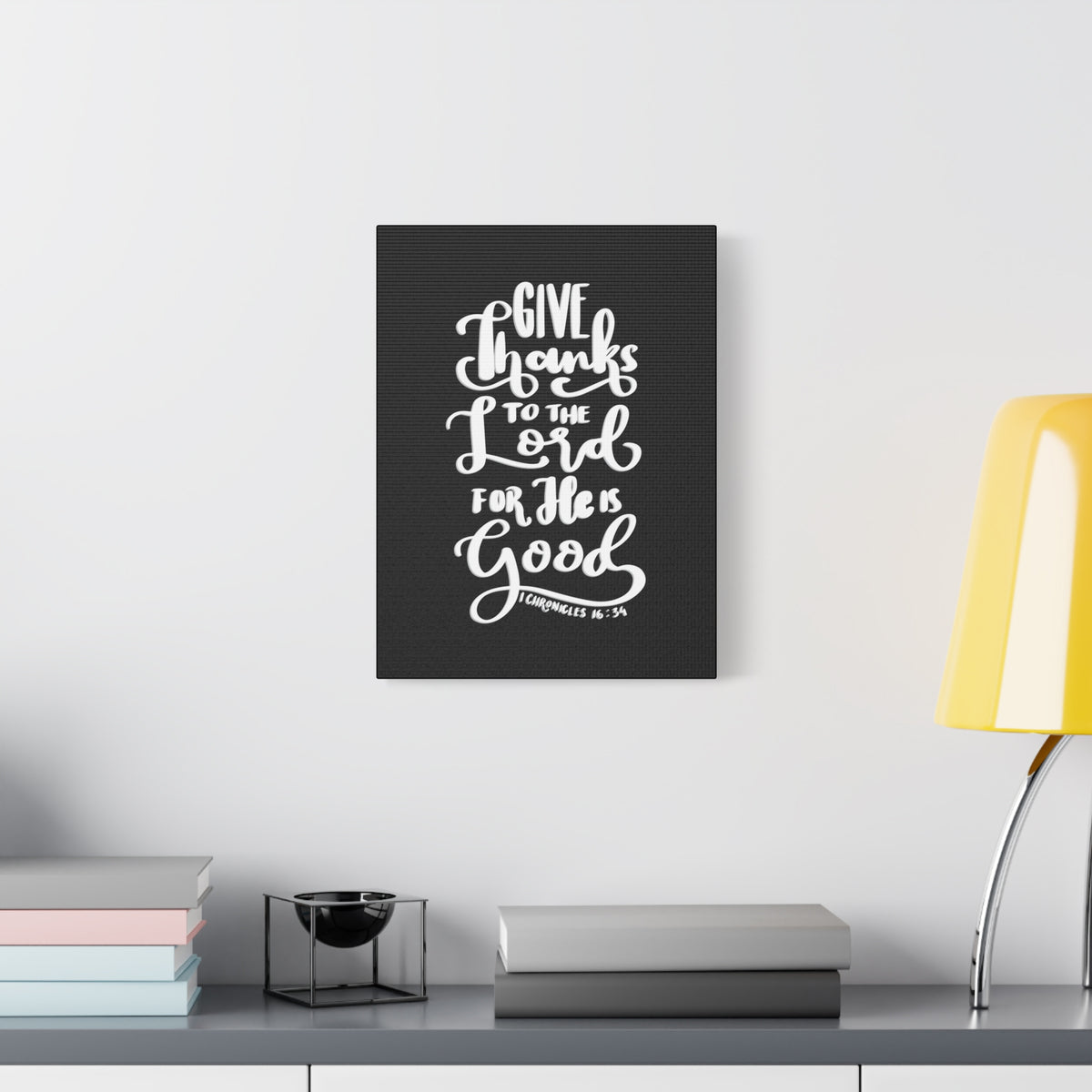 Scripture Walls Give Thanks To The Lord 1 Chronicles 16:34 Bible Verse Canvas Christian Wall Art Ready to Hang-Express Your Love Gifts