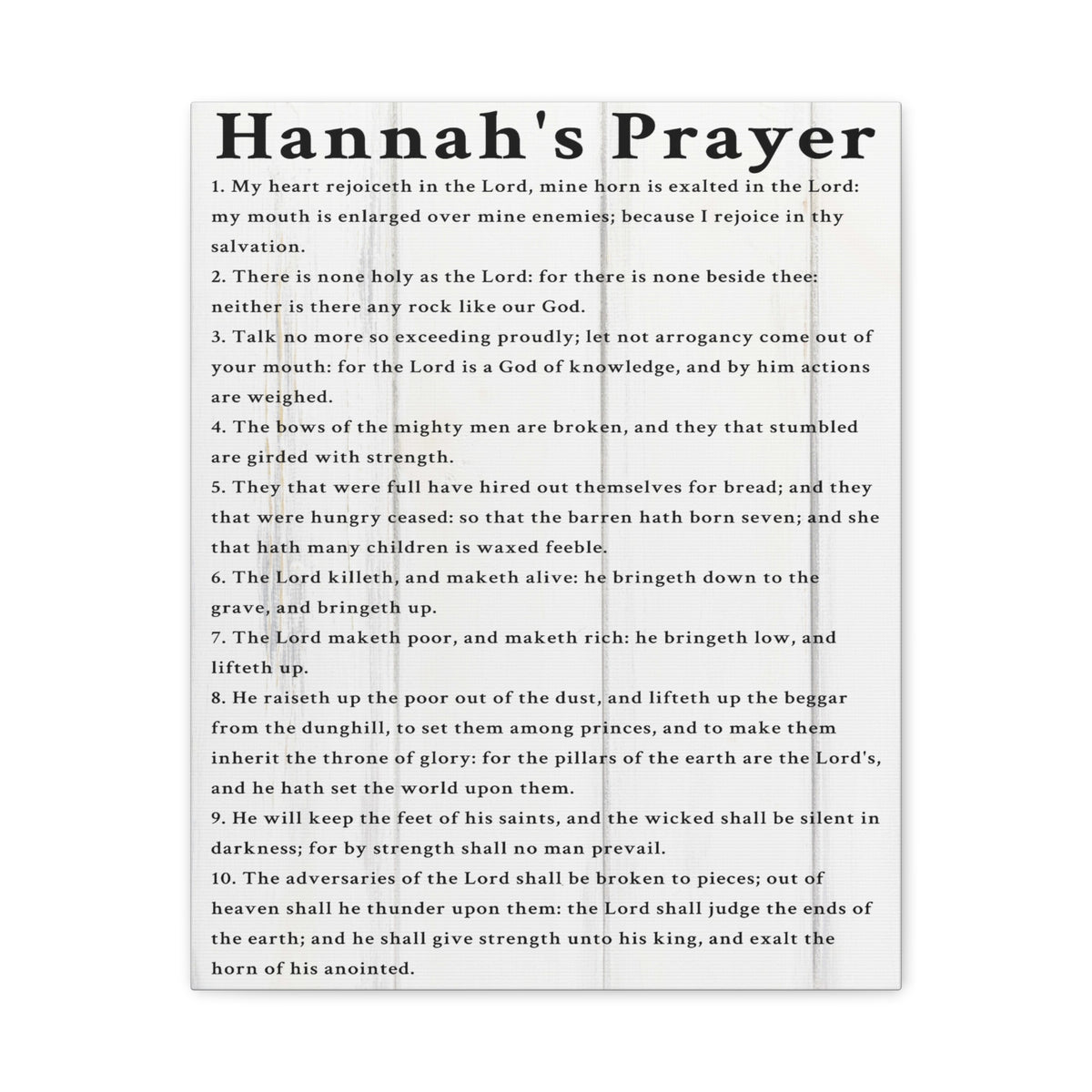 Scripture Walls Hannah's Prayer 1 Samuel 2:1–10 White Bible Verse Canvas Christian Wall Art Ready to Hang Unframed-Express Your Love Gifts