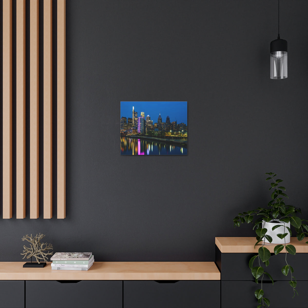 Philadelphia Night Skyline Canvas Artwork High-Quality Breathtaking Stunning Cityscape for Home Decor Ready to Hang-Express Your Love Gifts