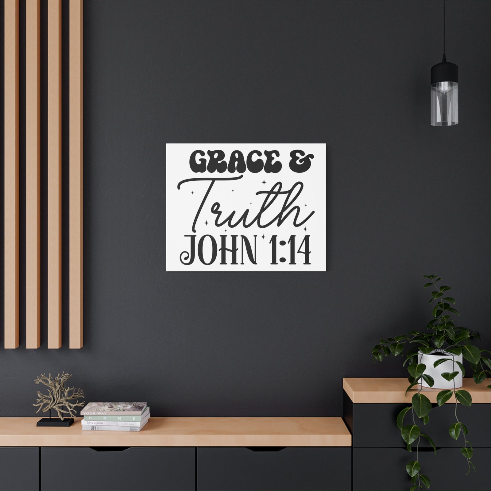 Scripture Walls John 1:14 Grace and Truth Bible Verse Canvas Christian Wall Art Ready to Hang Unframed-Express Your Love Gifts
