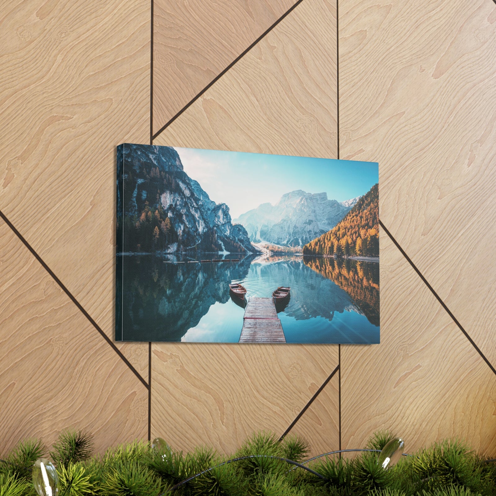 Mountain Valley Clear Lake Nature Wilderness Photography Canvas Wall Art for Home Decor Ready-to-Hang-Express Your Love Gifts
