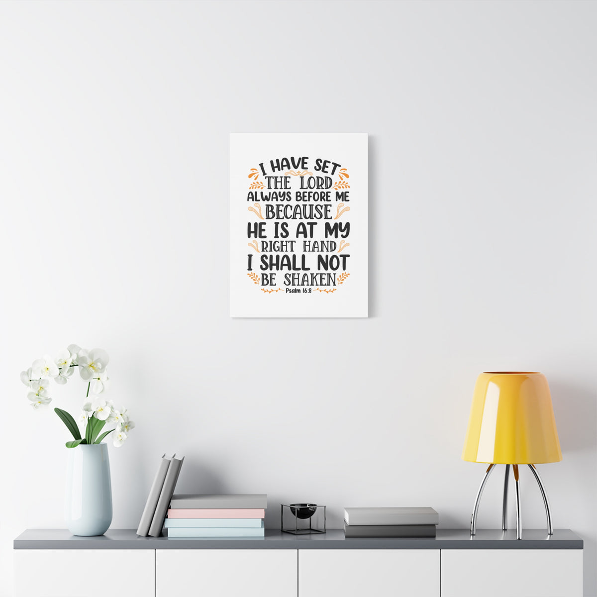 Scripture Canvas I Shall Not Be Shaken Psalm 16:8 Christian Wall Art Bible Verse Print Ready to Hang-Express Your Love Gifts