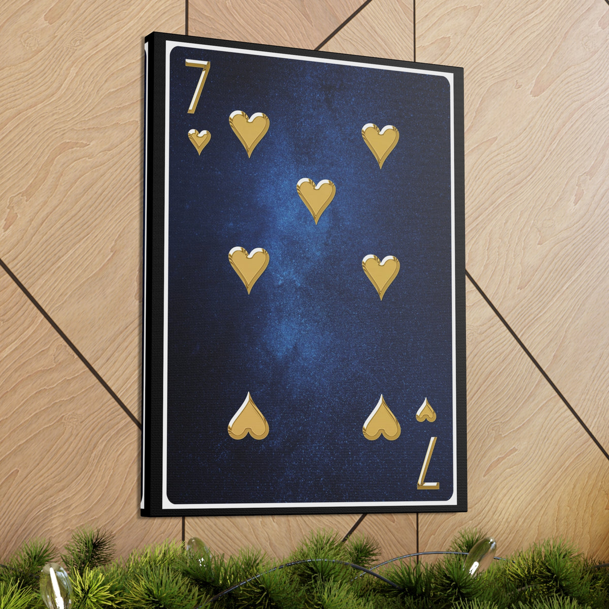 Seven Of Hearts Space Background Playing Card Canvas Wall Art for Home Decor Ready-to-Hang-Express Your Love Gifts