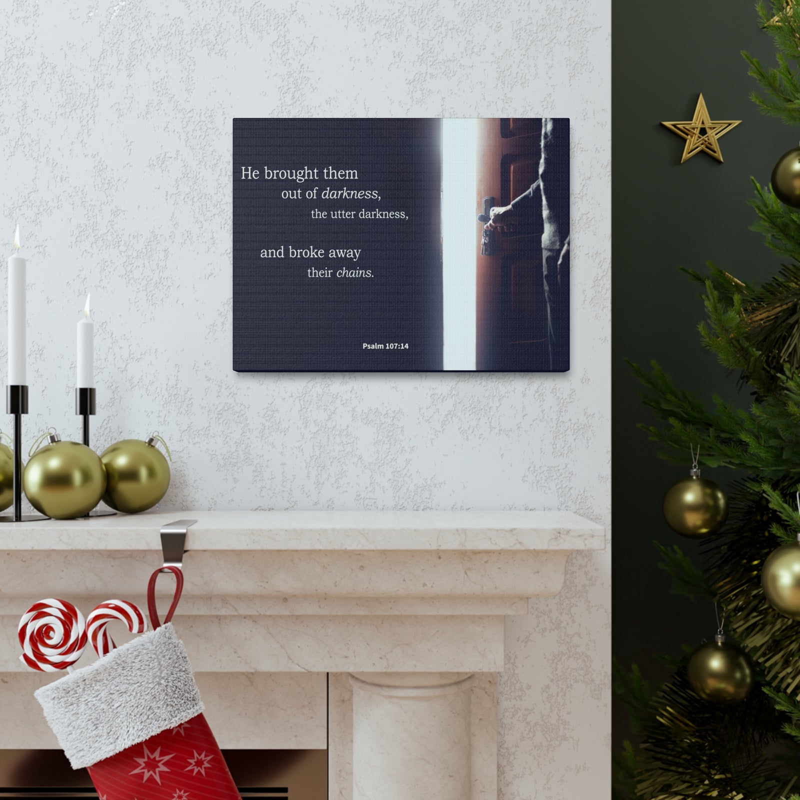 Scripture Walls He Brought Them Psalm 107:14 Bible Verse Canvas Christian Wall Art Ready to Hang-Express Your Love Gifts