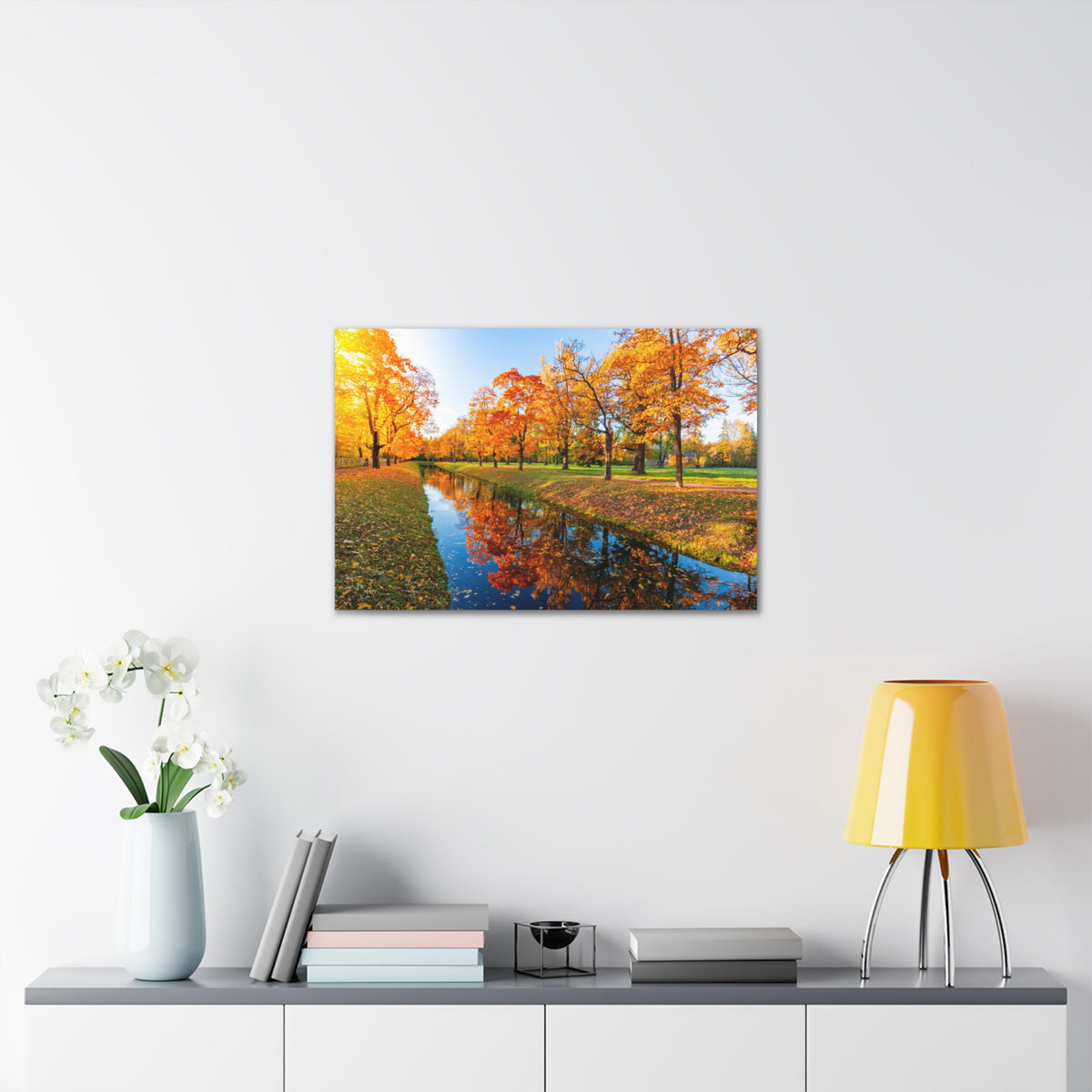 Obvodny Canal in Autumn Forest Floral Nature Photography Canvas Wall Art for Home Decor Ready-to-Hang-Express Your Love Gifts
