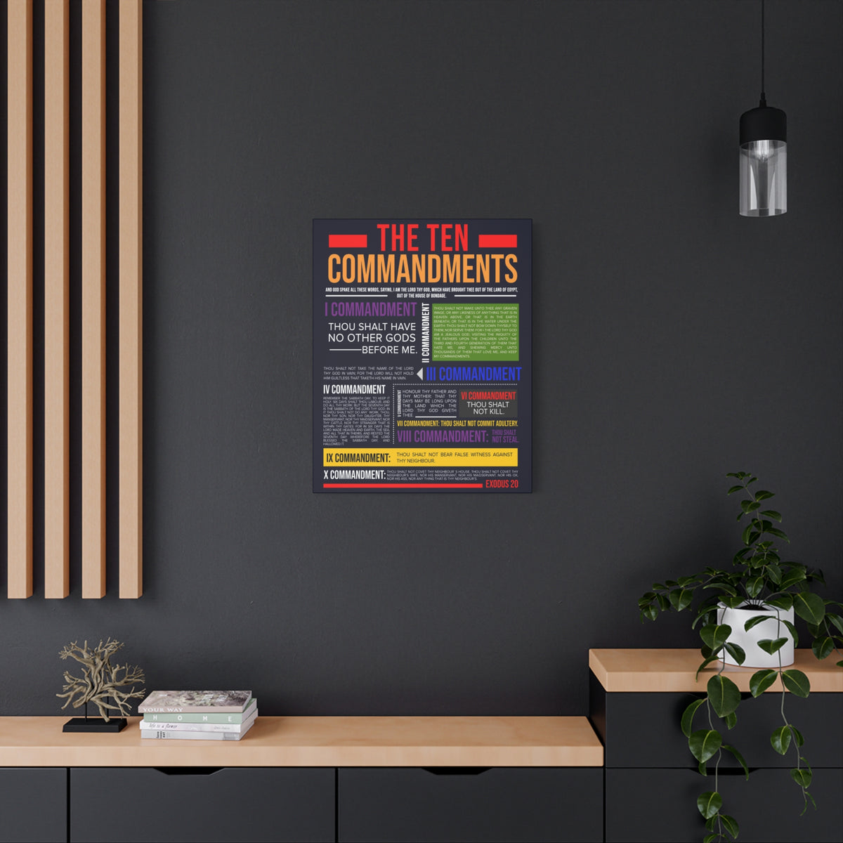 Ten Commandments Canvas Print Scripture Wall Art Christian Home Decor-Express Your Love Gifts