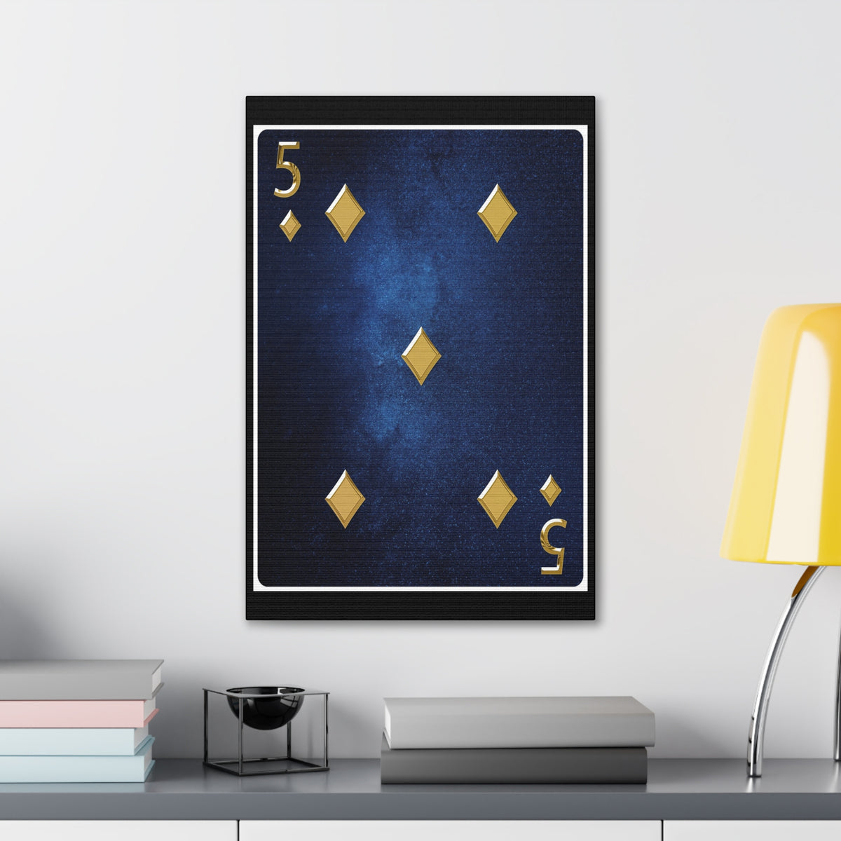 Five Of Diamonds Space Background Playing Card Canvas Wall Art for Home Decor Ready-to-Hang-Express Your Love Gifts