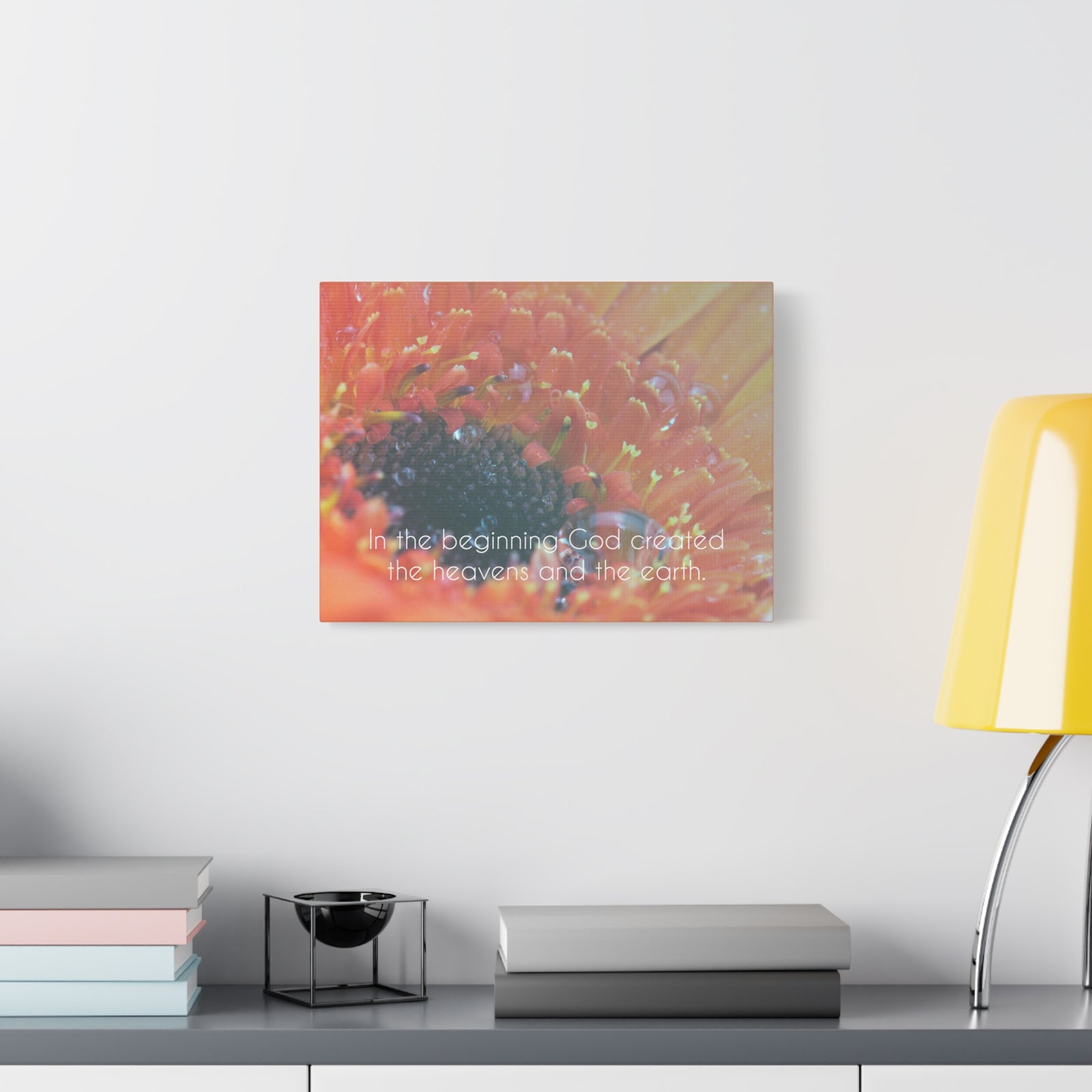 Scripture Canvas The Heavens And The Earth Genesis 1:1 Christian Wall Art Bible Verse Print Ready to Hang-Express Your Love Gifts