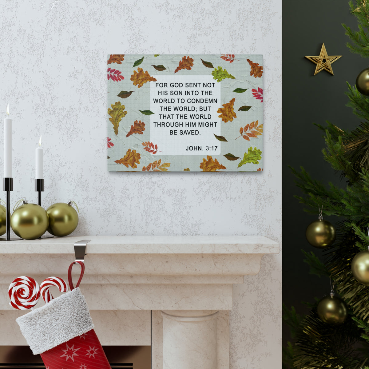 Scripture Walls God Sent John 3:17 Bible Verse Canvas Christian Wall Art Ready to Hang-Express Your Love Gifts