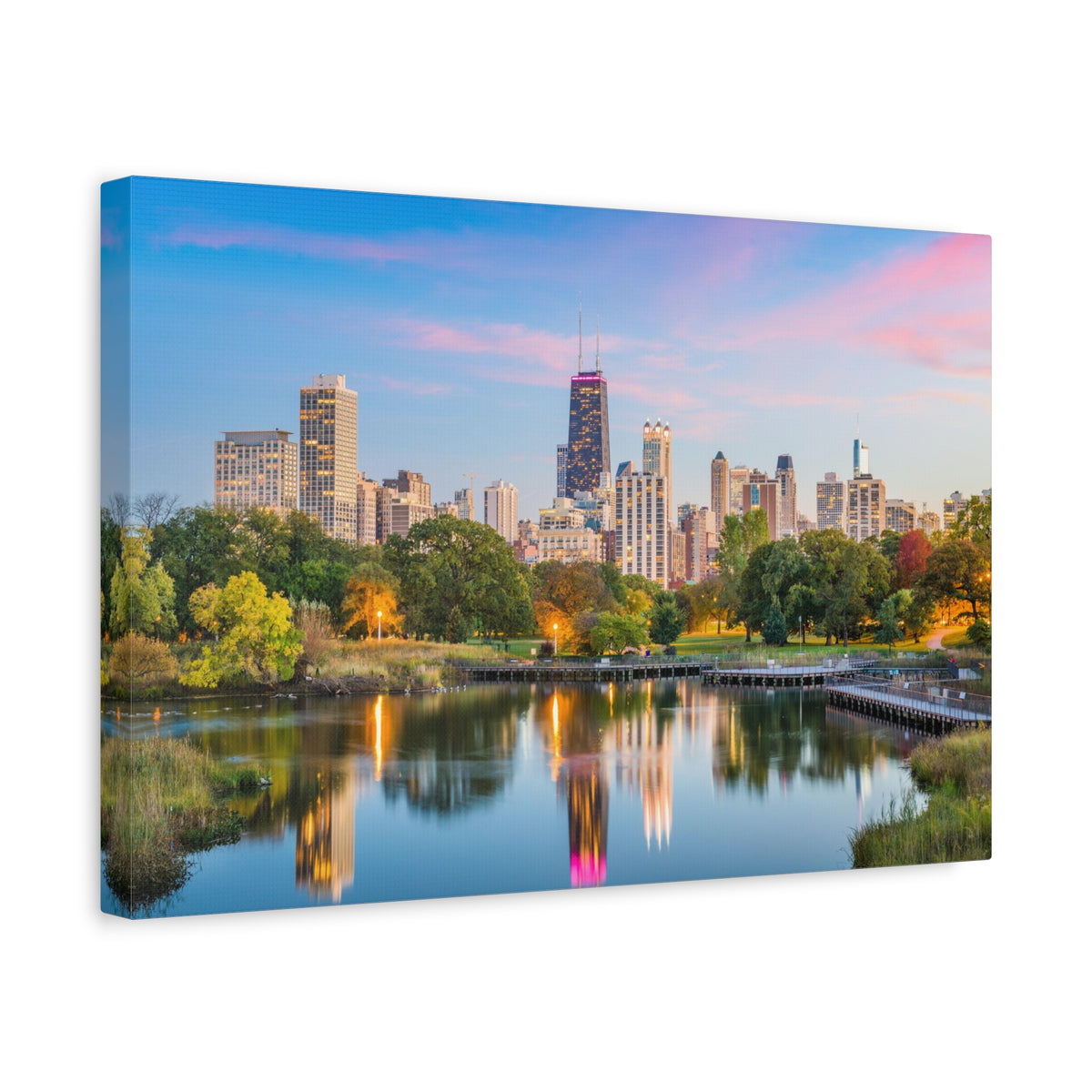 Chicago Daytime Skyline Canvas Artwork High-Quality Breathtaking Stunning Cityscape for Home Decor Ready to Hang-Express Your Love Gifts