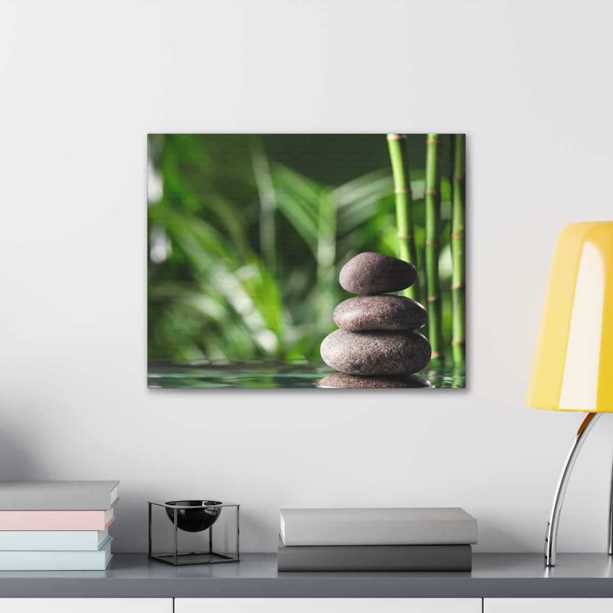 Stacked Stones on Water Forest Floral Nature Photography Canvas Wall Art for Home Decor Ready-to-Hang-Express Your Love Gifts