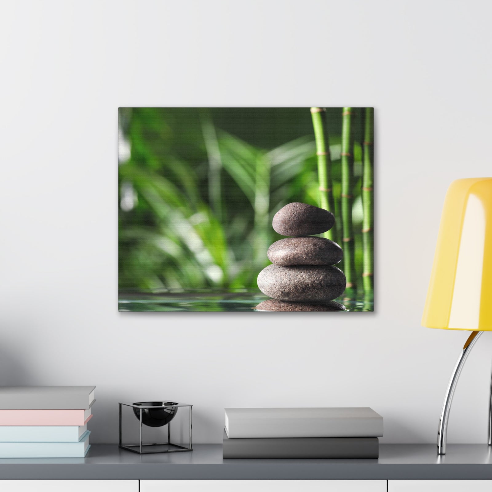 Stacked Stones on Water Forest Floral Nature Photography Canvas Wall Art for Home Decor Ready-to-Hang-Express Your Love Gifts