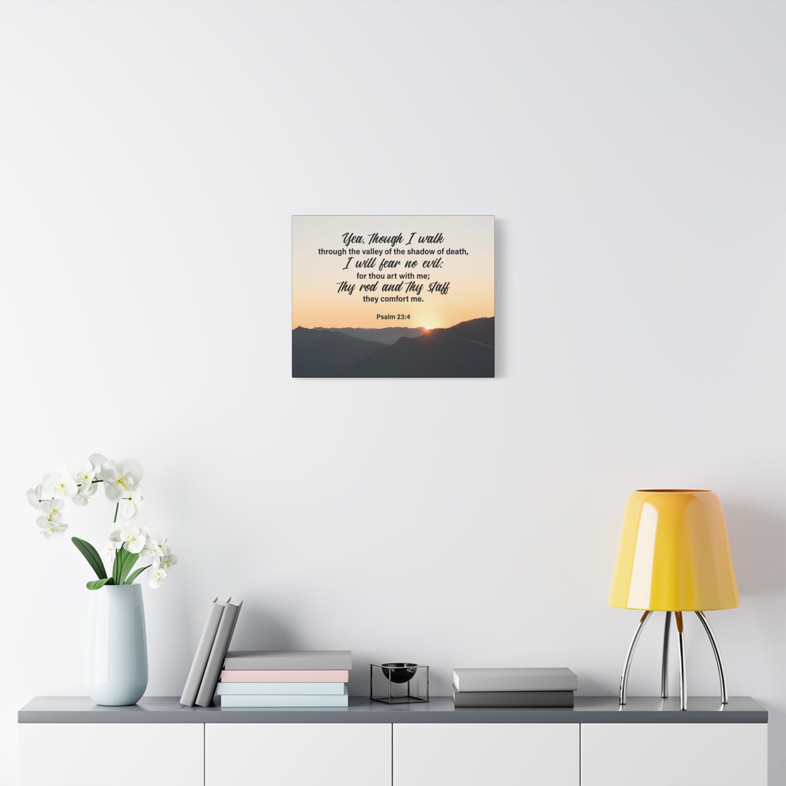 Bible Verse Canvas I WIll Fear No Evil Psalm 23:4 Wall Art Christian Home Decor Psalm 23:4-Express Your Love Gifts