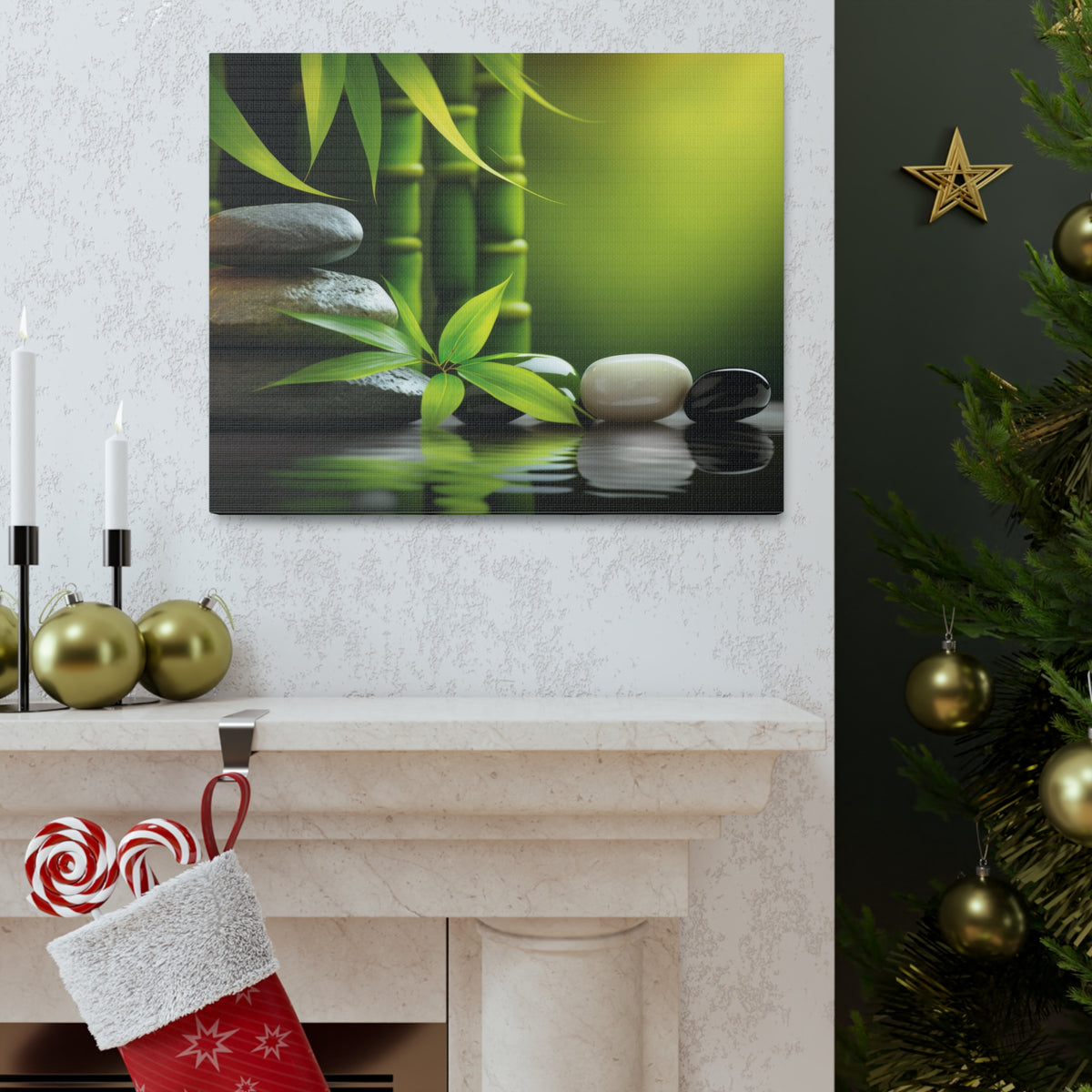 Spa Background with Stones Forest Floral Nature Photography Canvas Wall Art for Home Decor Ready-to-Hang-Express Your Love Gifts