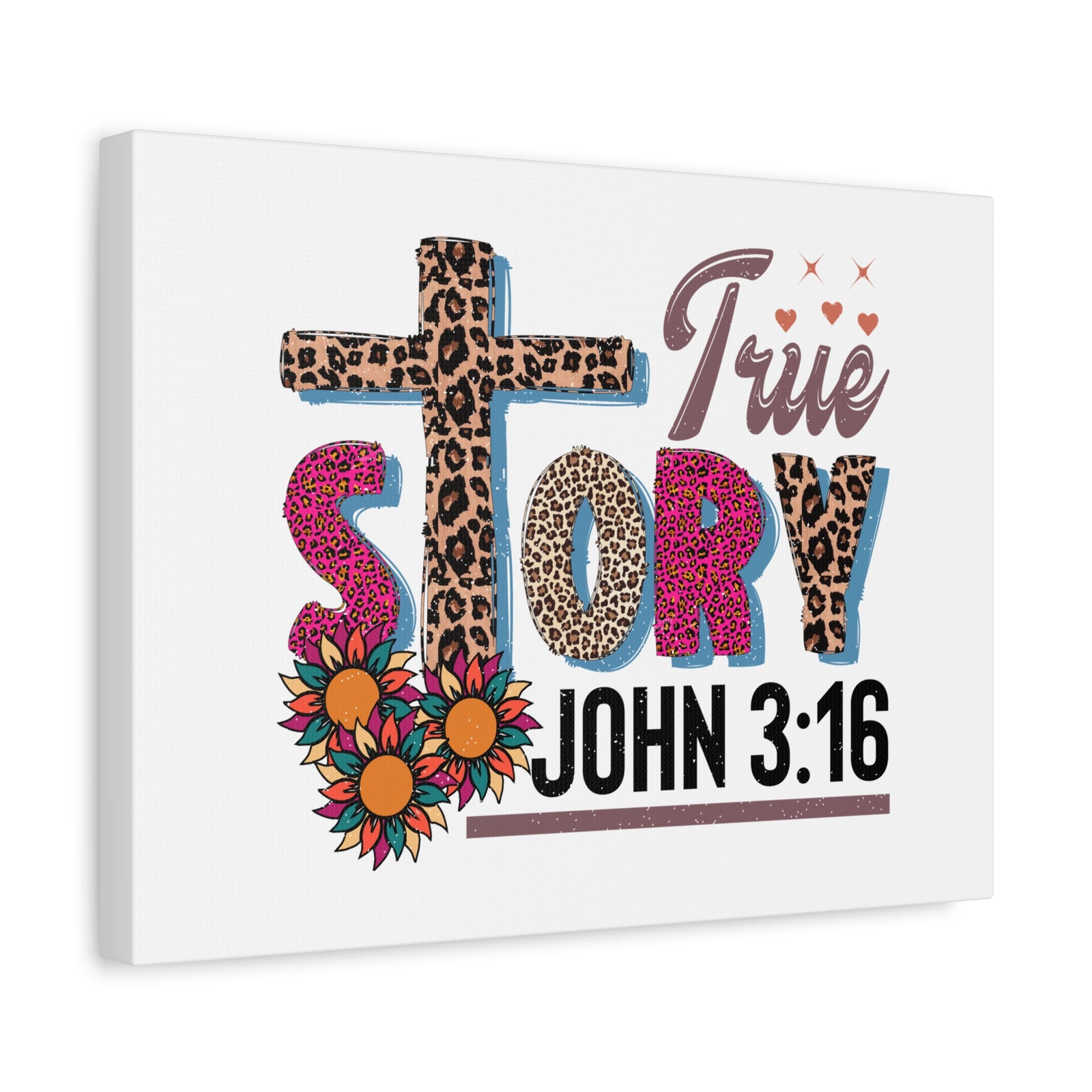 Scripture Walls John 3:16 True Story Bible Verse Canvas Christian Wall Art Ready to Hang Unframed-Express Your Love Gifts