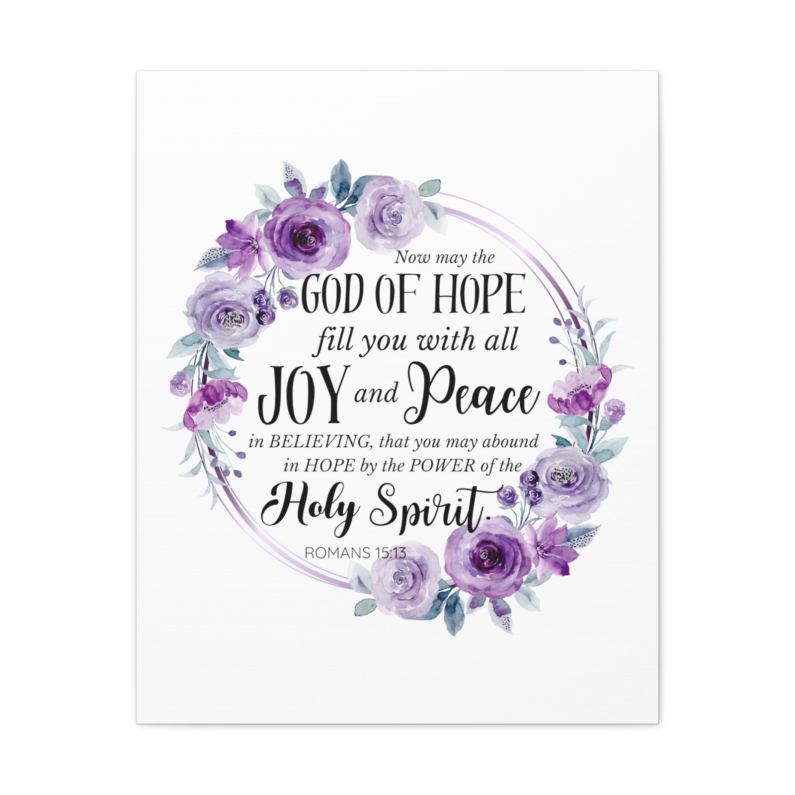Scripture Walls Romans 15:13 Joy and Peace Wreath Bible Verse Canvas Christian Wall Art Ready to Hang Unframed-Express Your Love Gifts