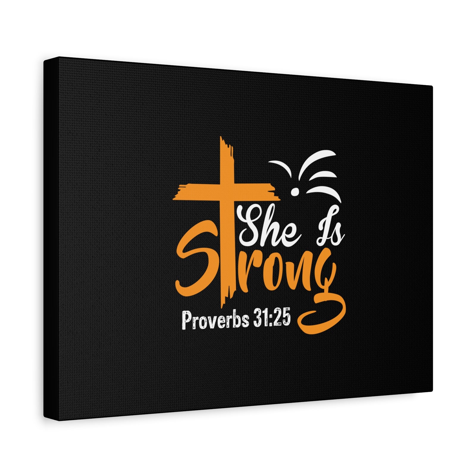 Scripture Canvas She Is Strong Orange Proverbs 31:25 Christian Wall Art Bible Verse Print Ready to Hang-Express Your Love Gifts
