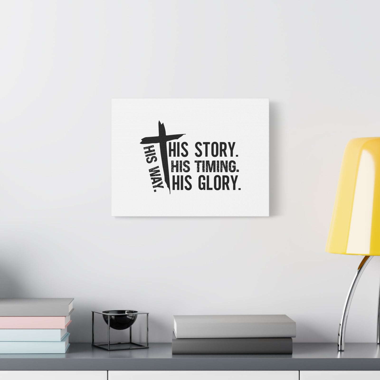Scripture Canvas His Way Cross Psalm 37:5 Christian Wall Art Bible Verse Print Ready to Hang-Express Your Love Gifts