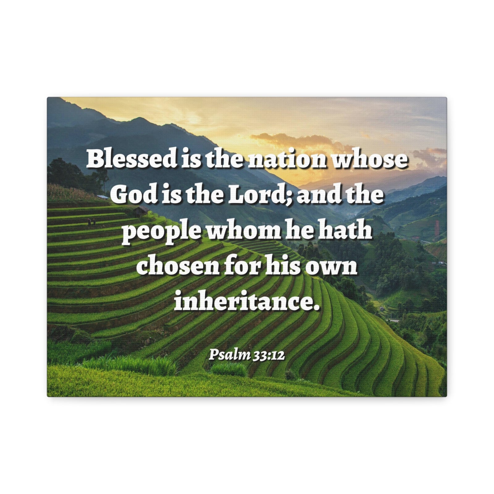 Scripture Walls Blessed Is The Nation Psalm 33:12 Bible Verse Canvas Christian Wall Art Ready to Hang-Express Your Love Gifts