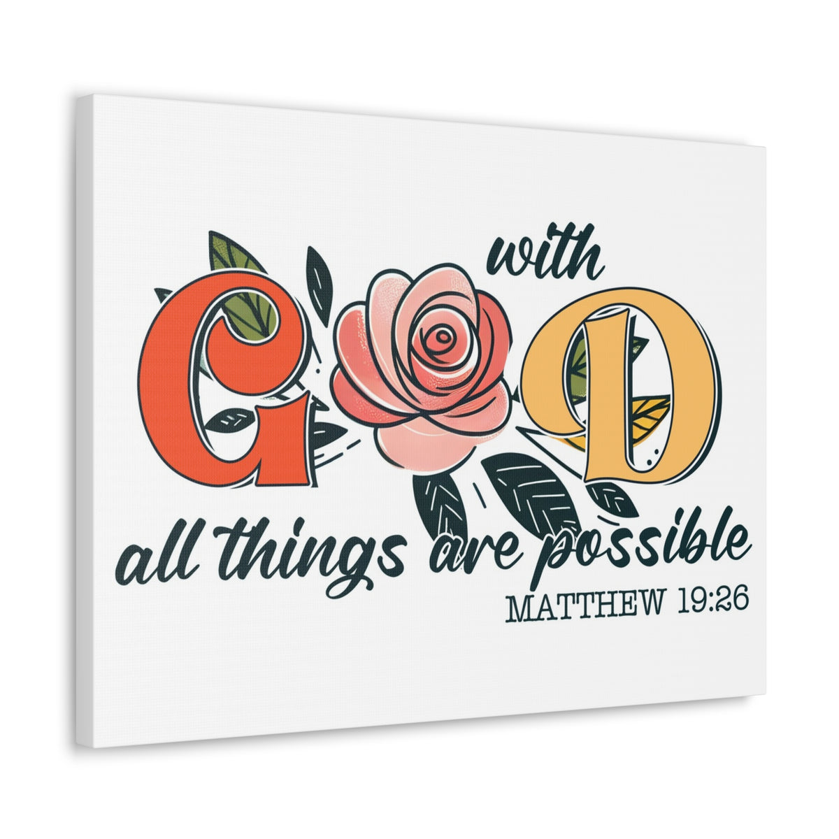 Scripture Walls Matthew 19:26 All Things are Possible Bible Verse Canvas Christian Wall Art Ready to Hang Unframed-Express Your Love Gifts