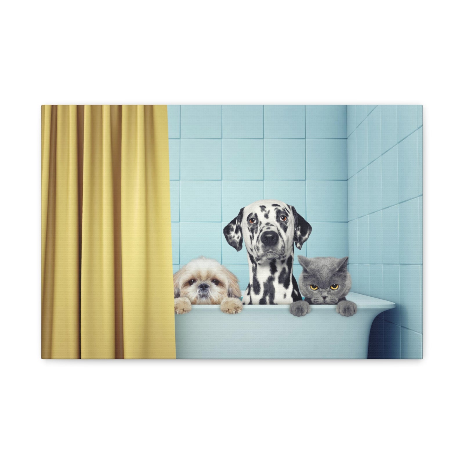 Cute Two Dogs and Cat Canvas Wall Art for Home Decor Ready-to-Hang-Express Your Love Gifts