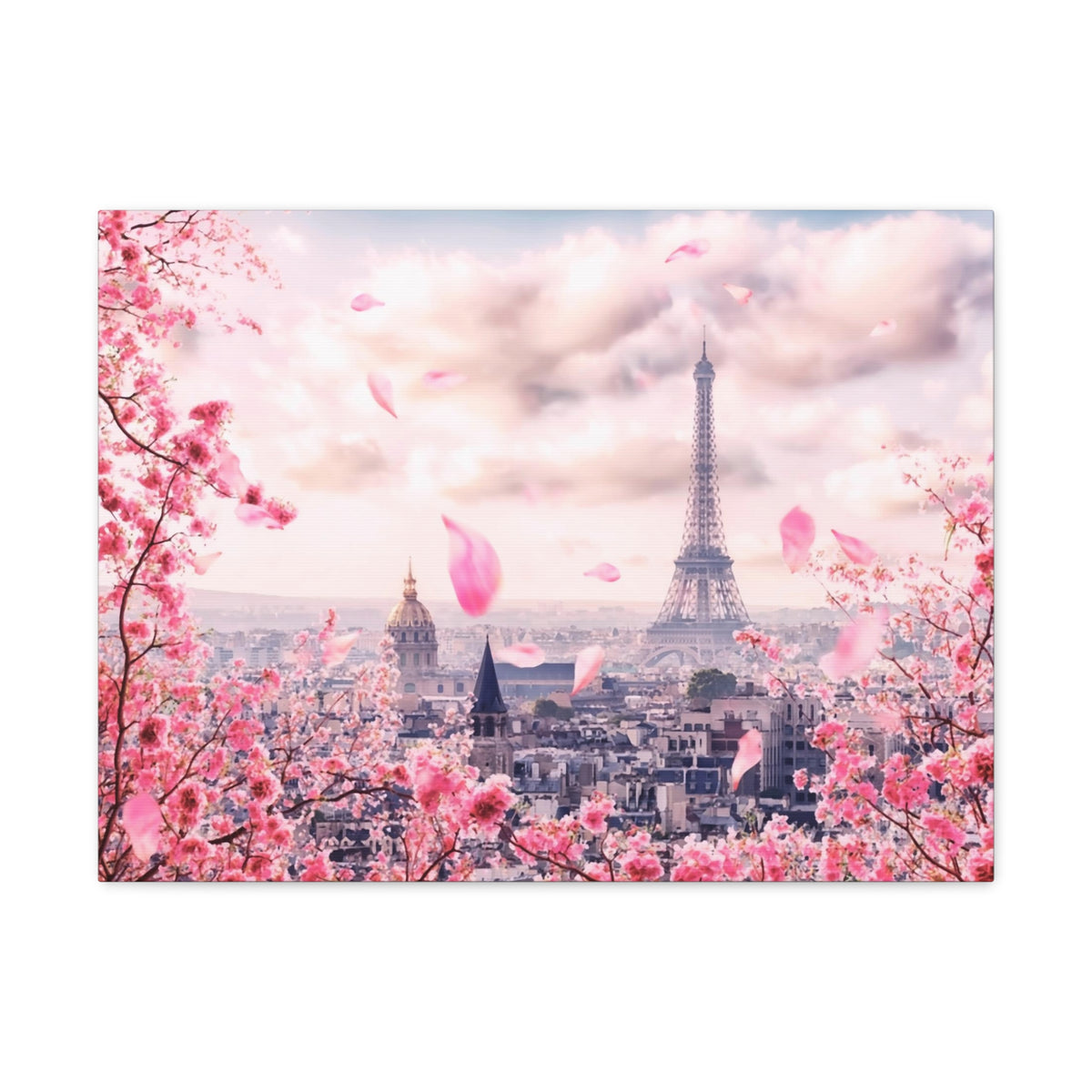 Paris Pink Tree Eiffel Tower France Canvas Artwork High-Quality Breathtaking French City for Home Decor Ready to Hang-Express Your Love Gifts