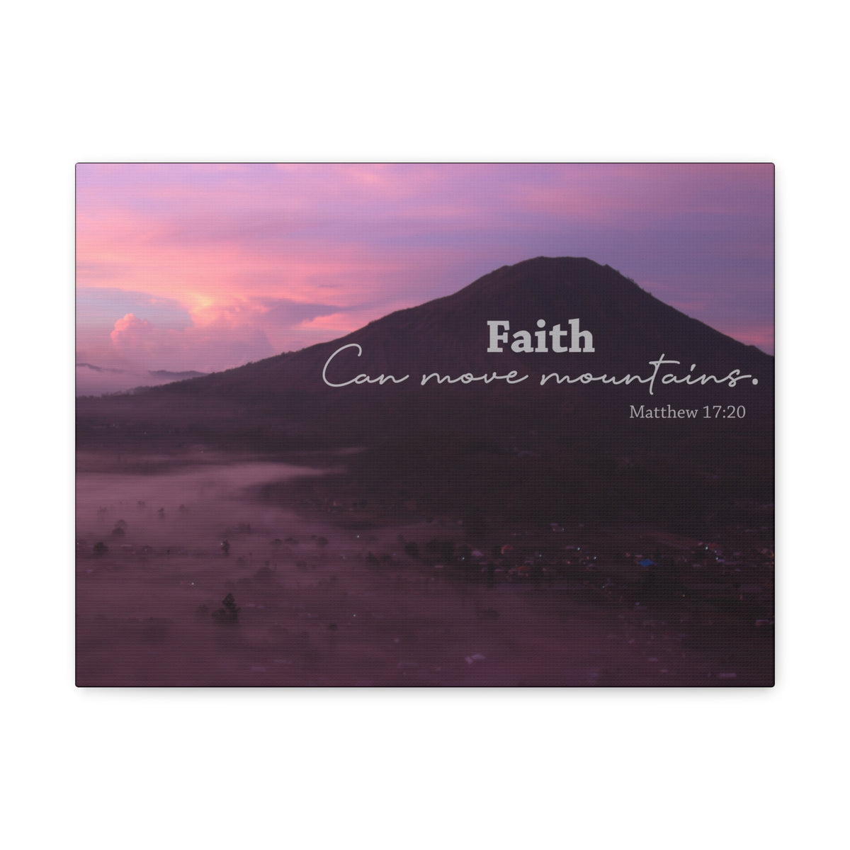 Scripture Canvas Move Mountains Matthew 17:20 Pink Christian Wall Art Bible Verse Print Ready to Hang-Express Your Love Gifts