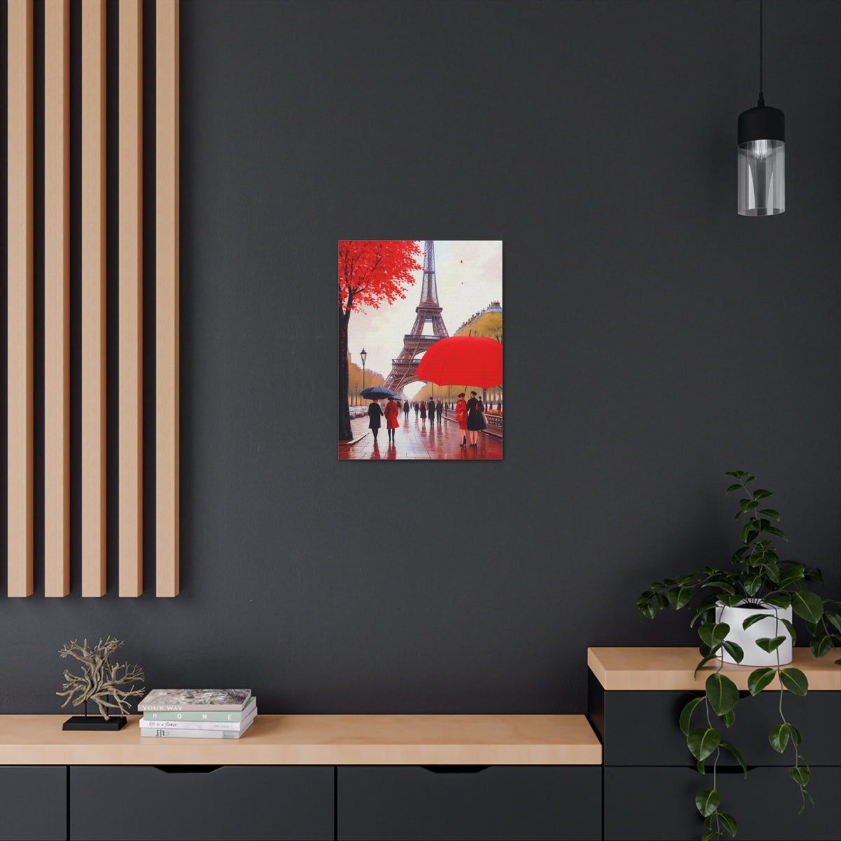 Eiffel Tower Big Red Umbrella Paris France Canvas Artwork High-Quality Breathtaking French City for Home Decor Ready to Hang-Express Your Love Gifts