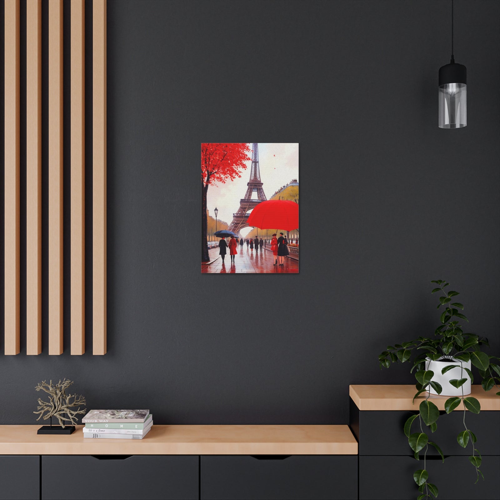 Eiffel Tower Big Red Umbrella Paris France Canvas Artwork High-Quality Breathtaking French City for Home Decor Ready to Hang-Express Your Love Gifts