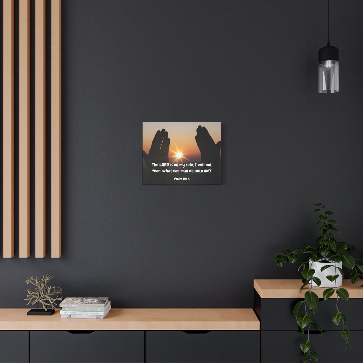 Scripture Canvas God Is On My Side Psalm 118:6 Christian Wall Art Bible Verse Print Ready to Hang-Express Your Love Gifts