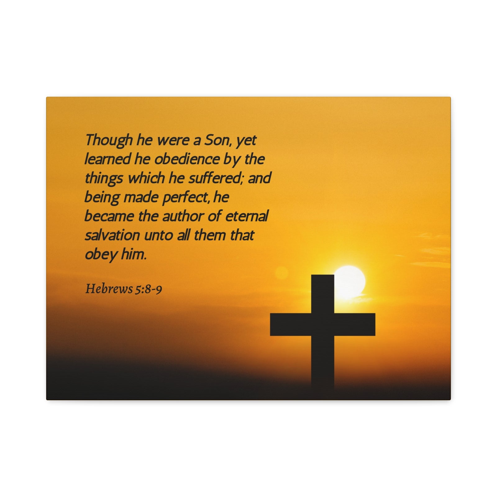 Scripture Canvas Eternal Salvation Hebrews 5:8-9 Christian Wall Art Bible Verse Print Ready to Hang-Express Your Love Gifts