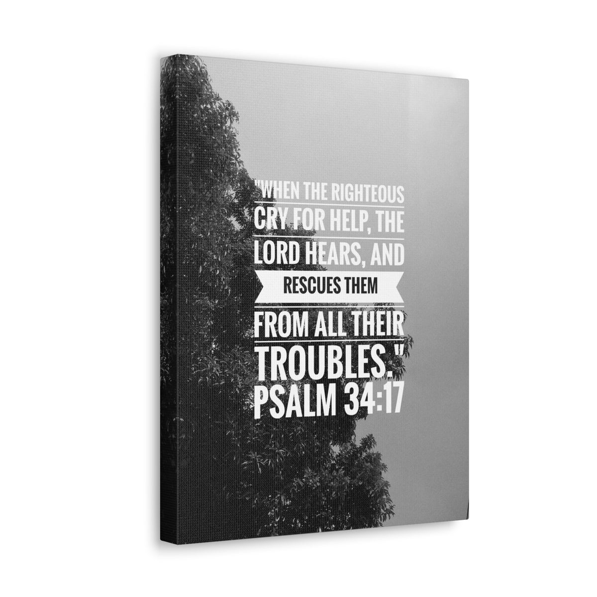 Scripture Canvas Rescues Them Psalm 34:17 Christian Wall Art Bible Verse Print Ready to Hang-Express Your Love Gifts