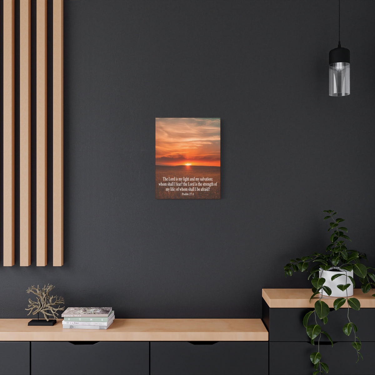 Bible Verse Canvas Lord is My Salvation Psalm 27:1 Christian Wall Décor Scripture Art Ready to Hang-Express Your Love Gifts