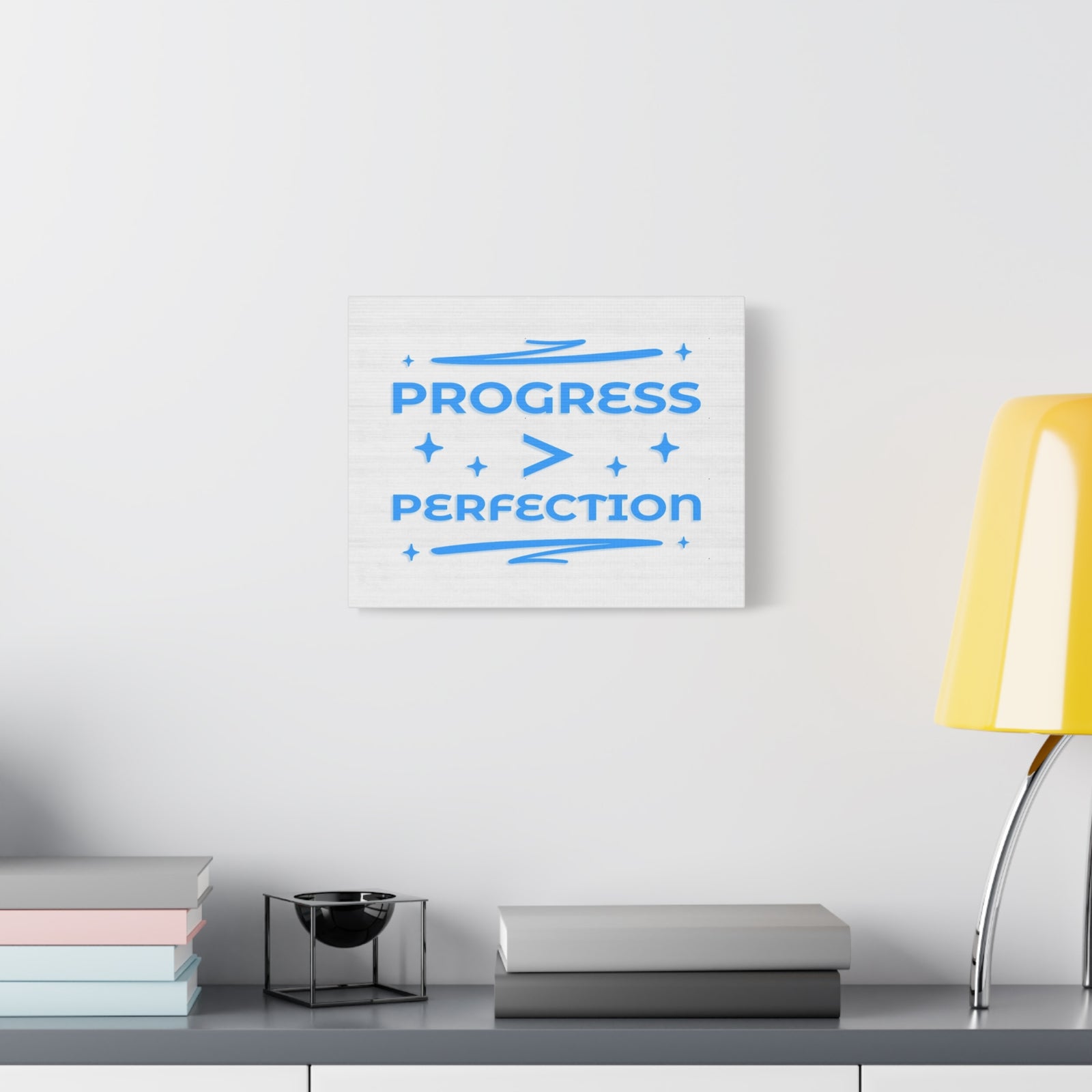Progress > Perfection Inspirational Motivational Quote Canvas Wall Art for Home Decor Ready-to-Hang-Express Your Love Gifts