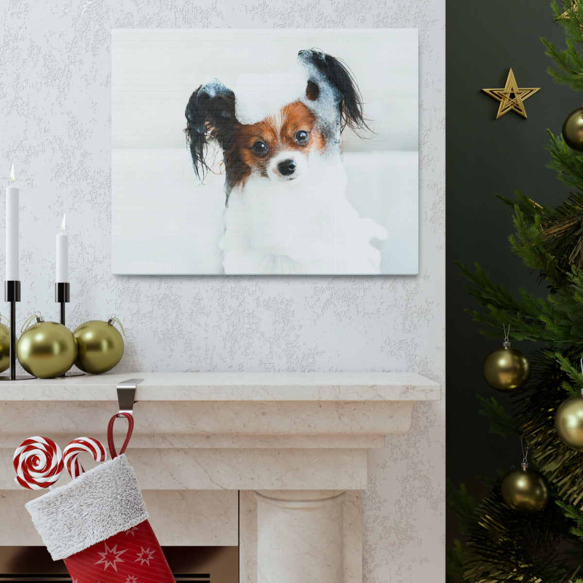Cute Papillon Bath Canvas Wall Art for Home Decor Ready-to-Hang-Express Your Love Gifts