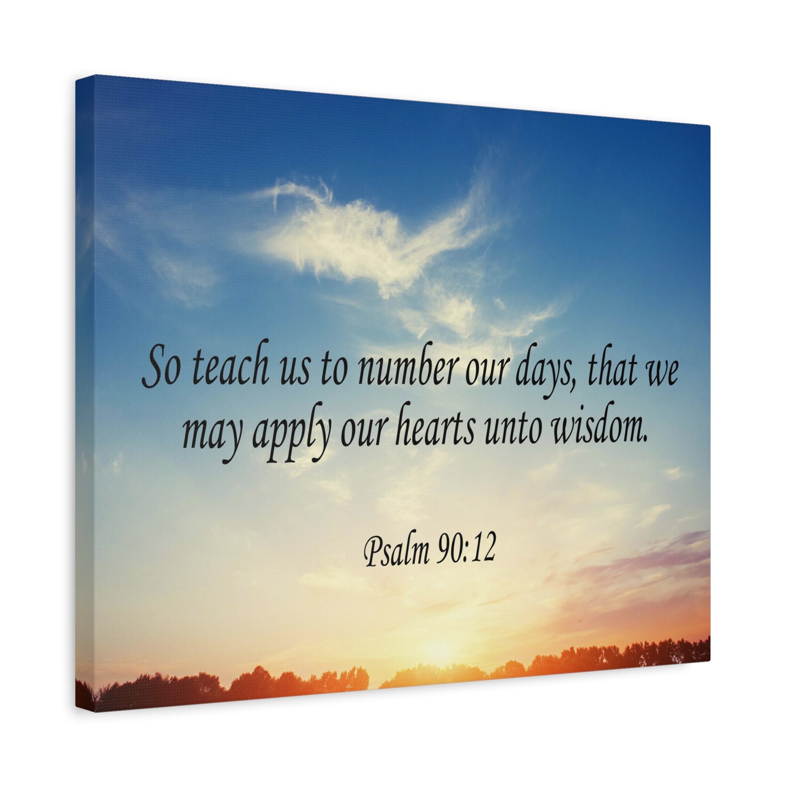 Scripture Canvas Hearts Unto Wisdom Psalm 90:12 Christian Wall Art Bible Verse Print Ready to Hang-Express Your Love Gifts