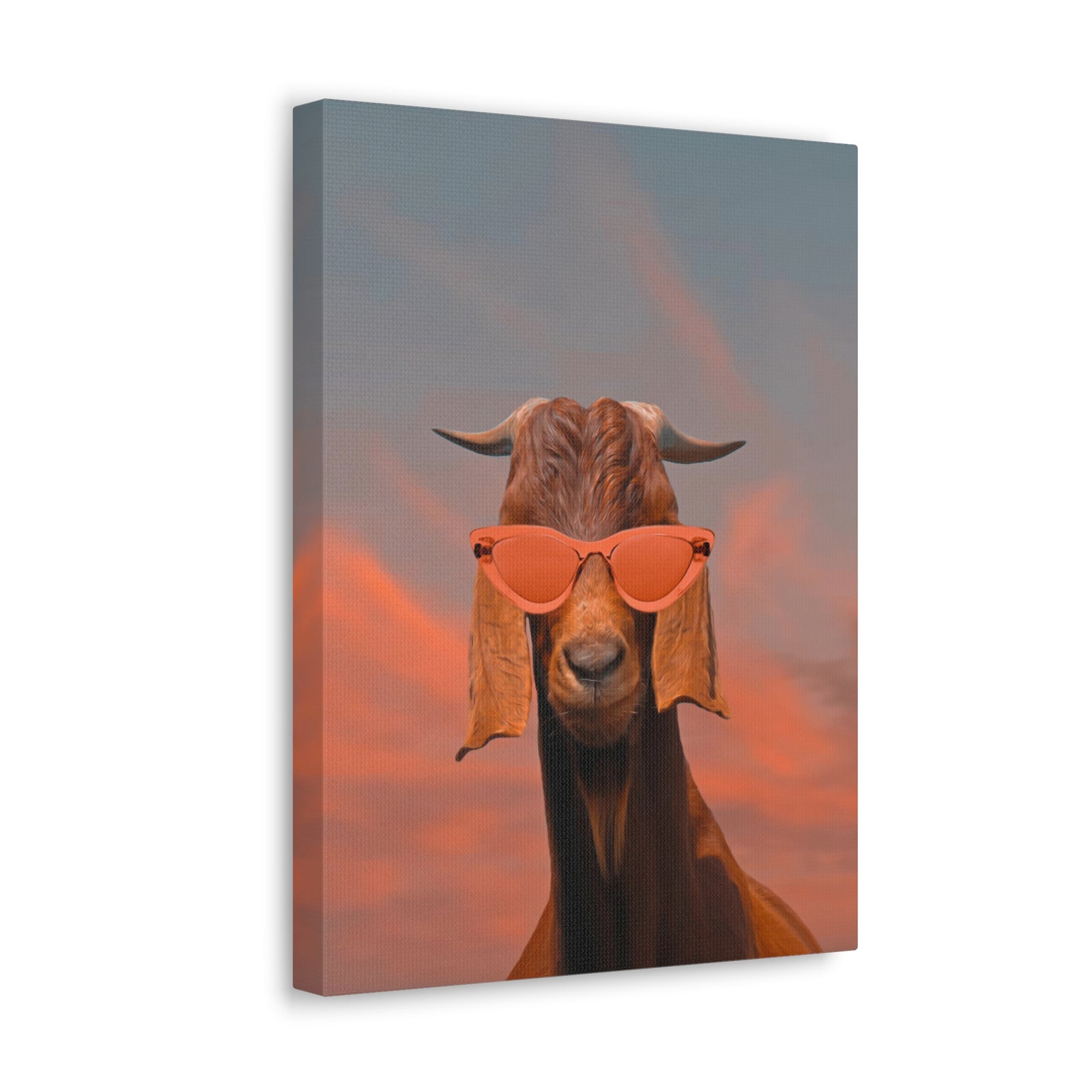 Damascus Shami Goat With Glasses Oil Painting Canvas Wall Art for Home Decor Ready-to-Hang-Express Your Love Gifts