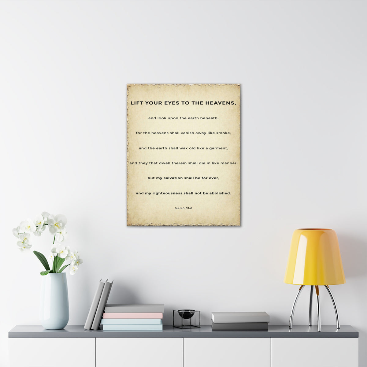Scripture Walls Isaiah 51:6 Eternal Salvation Bible Verse Canvas Christian Wall Art Ready to Hang Unframed-Express Your Love Gifts