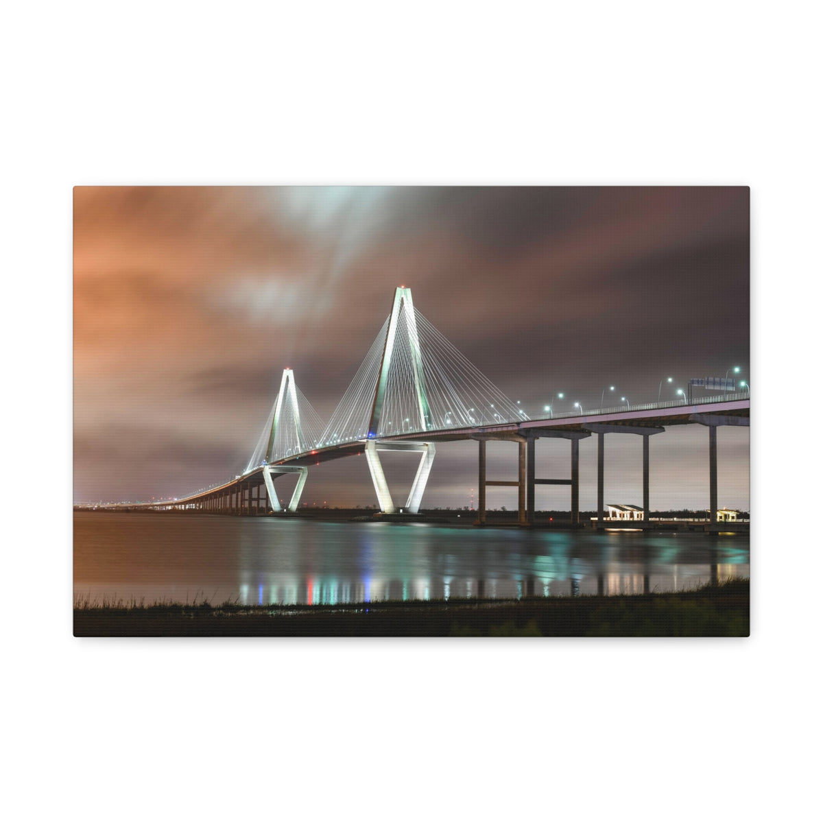 River Bridge Charleston South Carolina Nature Wilderness Photography Canvas Wall Art for Home Decor Ready-to-Hang-Express Your Love Gifts