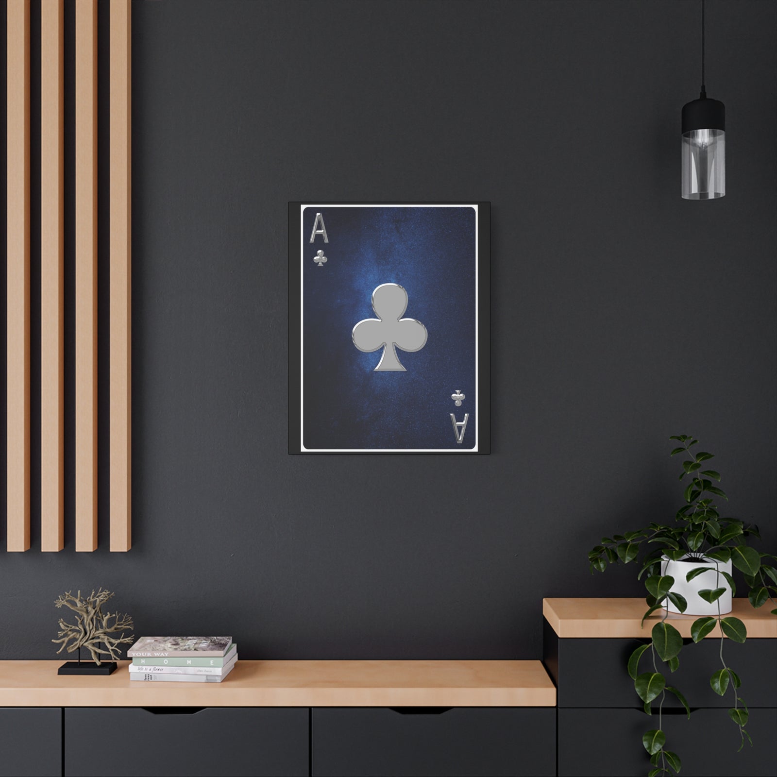 Ace Of Clubs Space Background Playing Card Canvas Wall Art for Home Decor Ready-to-Hang-Express Your Love Gifts