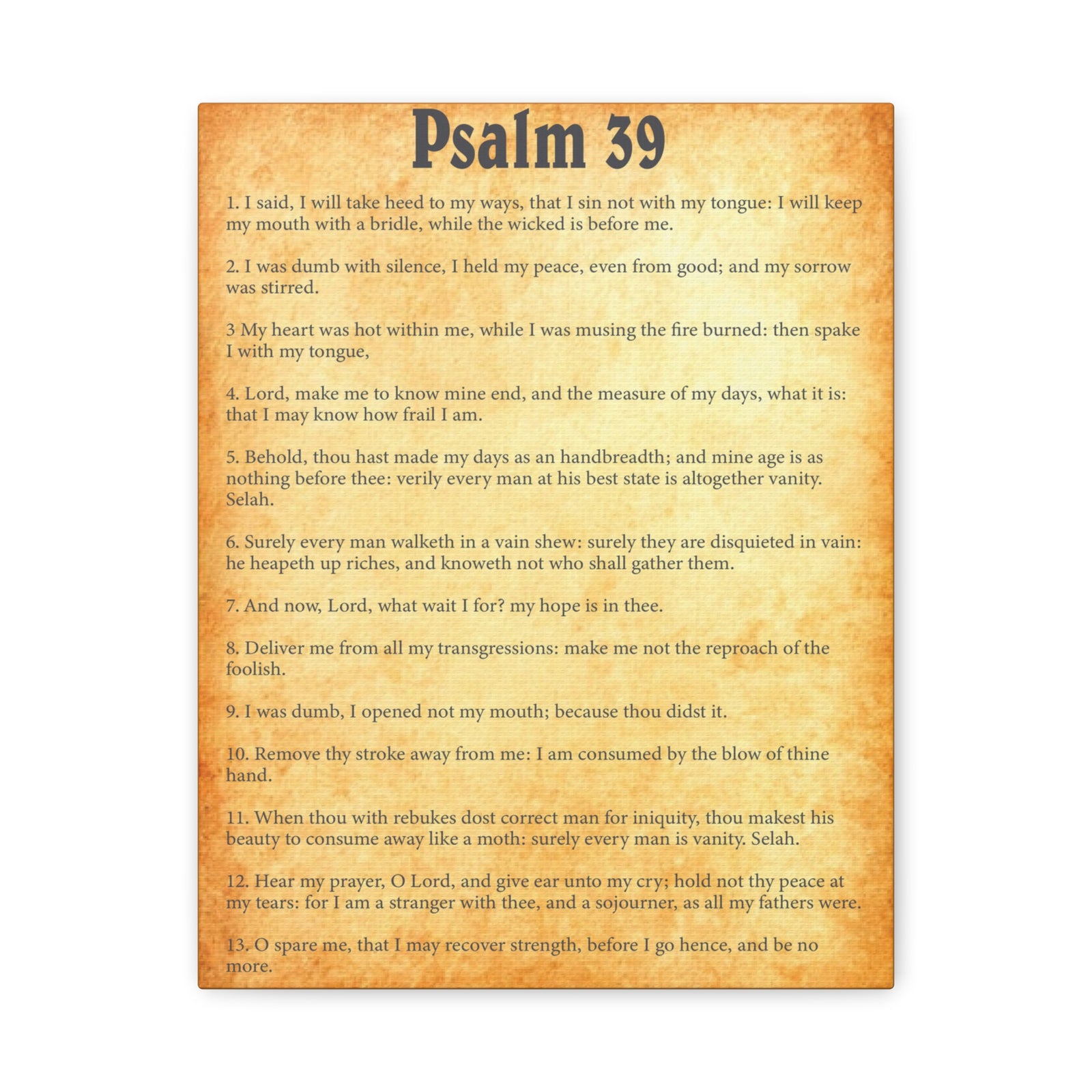 Scripture Walls Psalm 39 Gold Bible Chapter Canvas Christian Wall Art Ready to Hang-Express Your Love Gifts