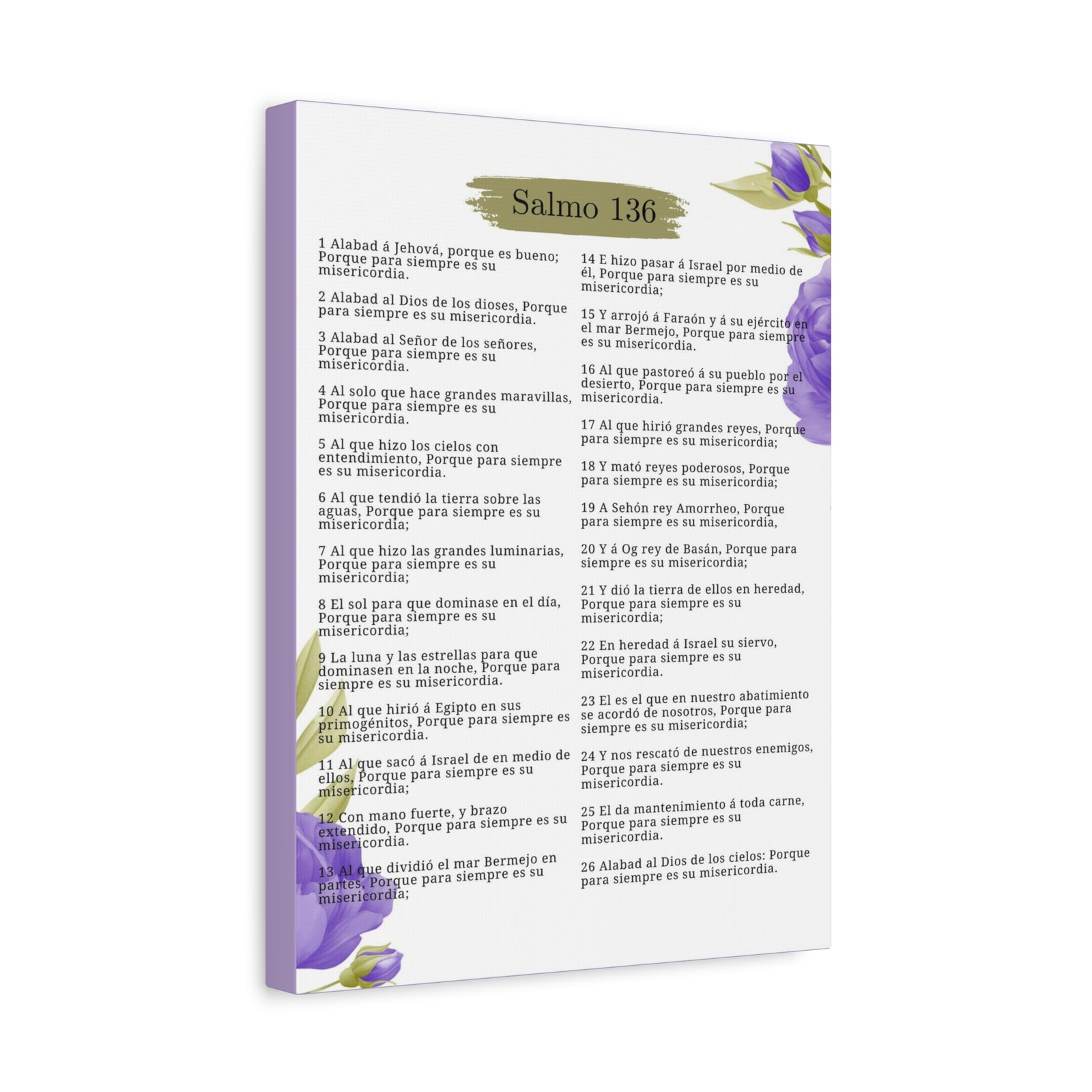 Salmo 136 Impresión De Arte Cristiano en la Pared Lista Para Colgar-Express Your Love Gifts