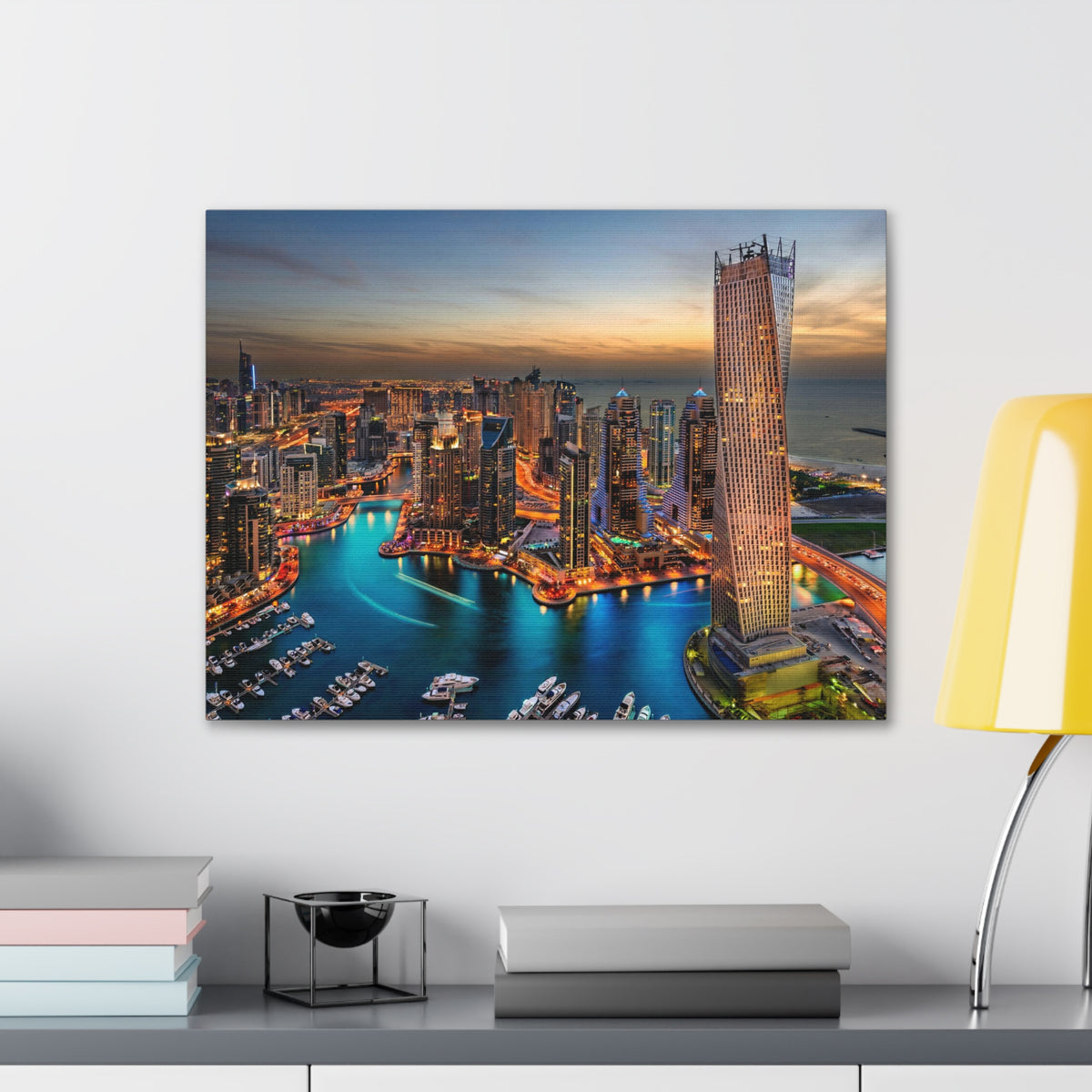 Dubai Night Skyline Canvas Artwork High-Quality Breathtaking Stunning Cityscape for Home Decor Ready to Hang-Express Your Love Gifts