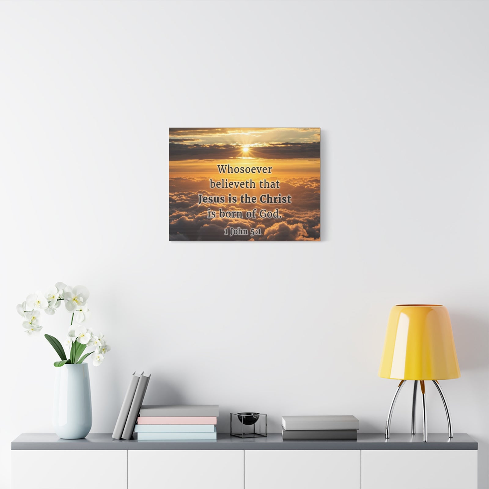 Scripture Walls 1 John 5:1 Born of God Sun Bible Verse Canvas Christian Wall Art Ready to Hang Unframed-Express Your Love Gifts