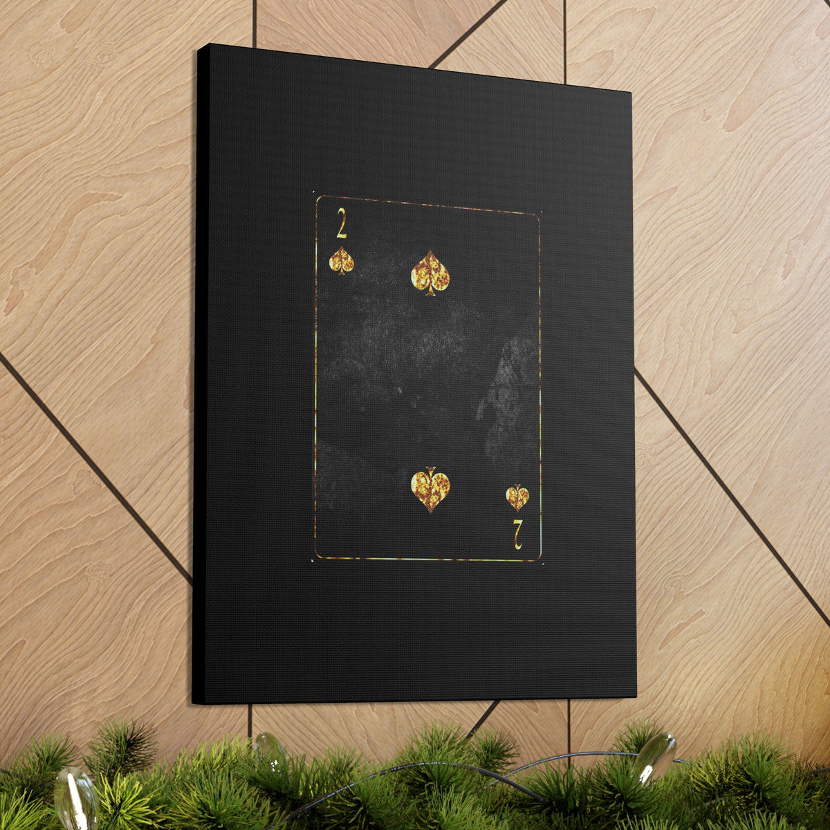 Two Of Spades Grunge Card Playing Card Canvas Wall Art for Home Decor Ready-to-Hang-Express Your Love Gifts