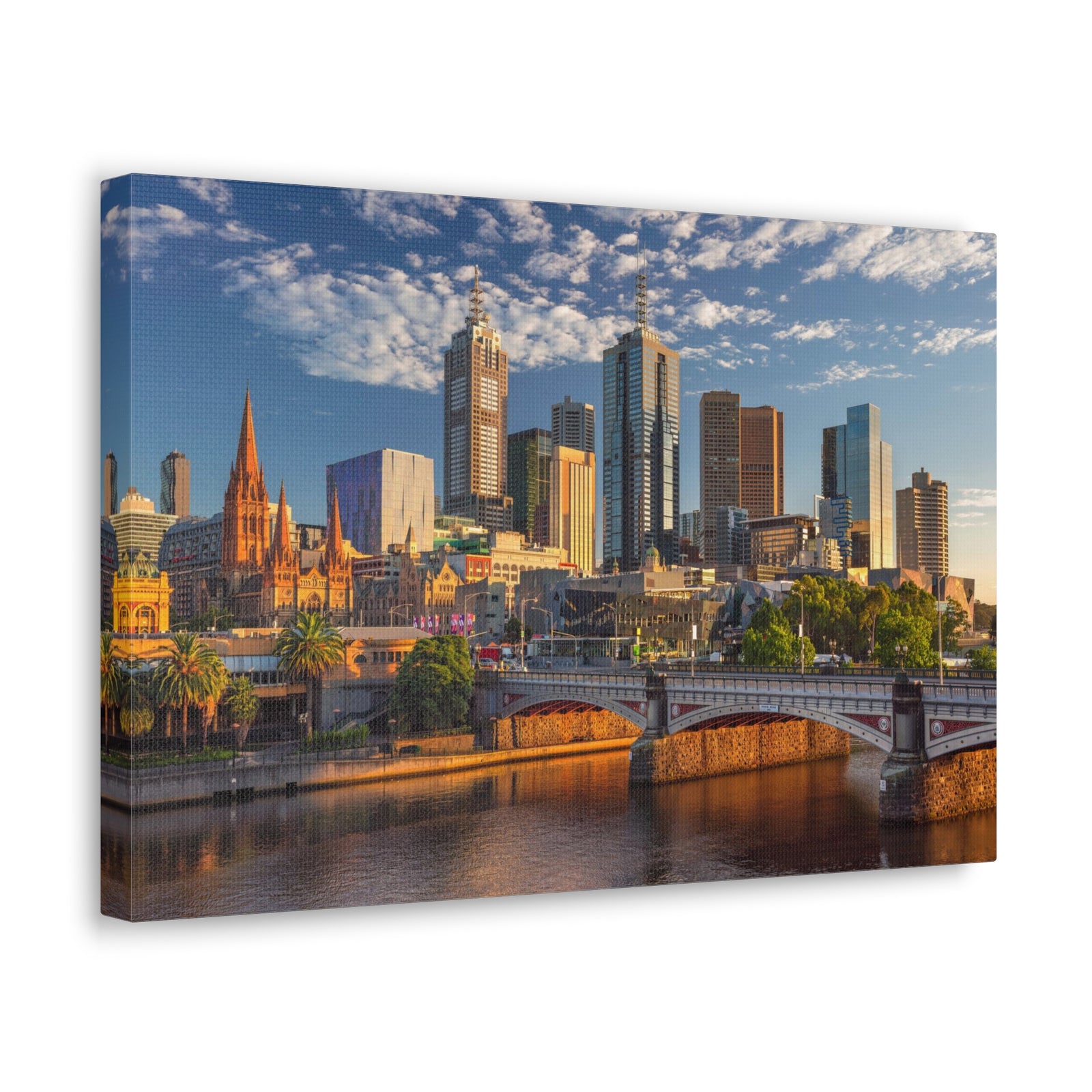 Melbourne Daytime Skyline Canvas Artwork High-Quality Breathtaking Stunning Cityscape for Home Decor Ready to Hang-Express Your Love Gifts
