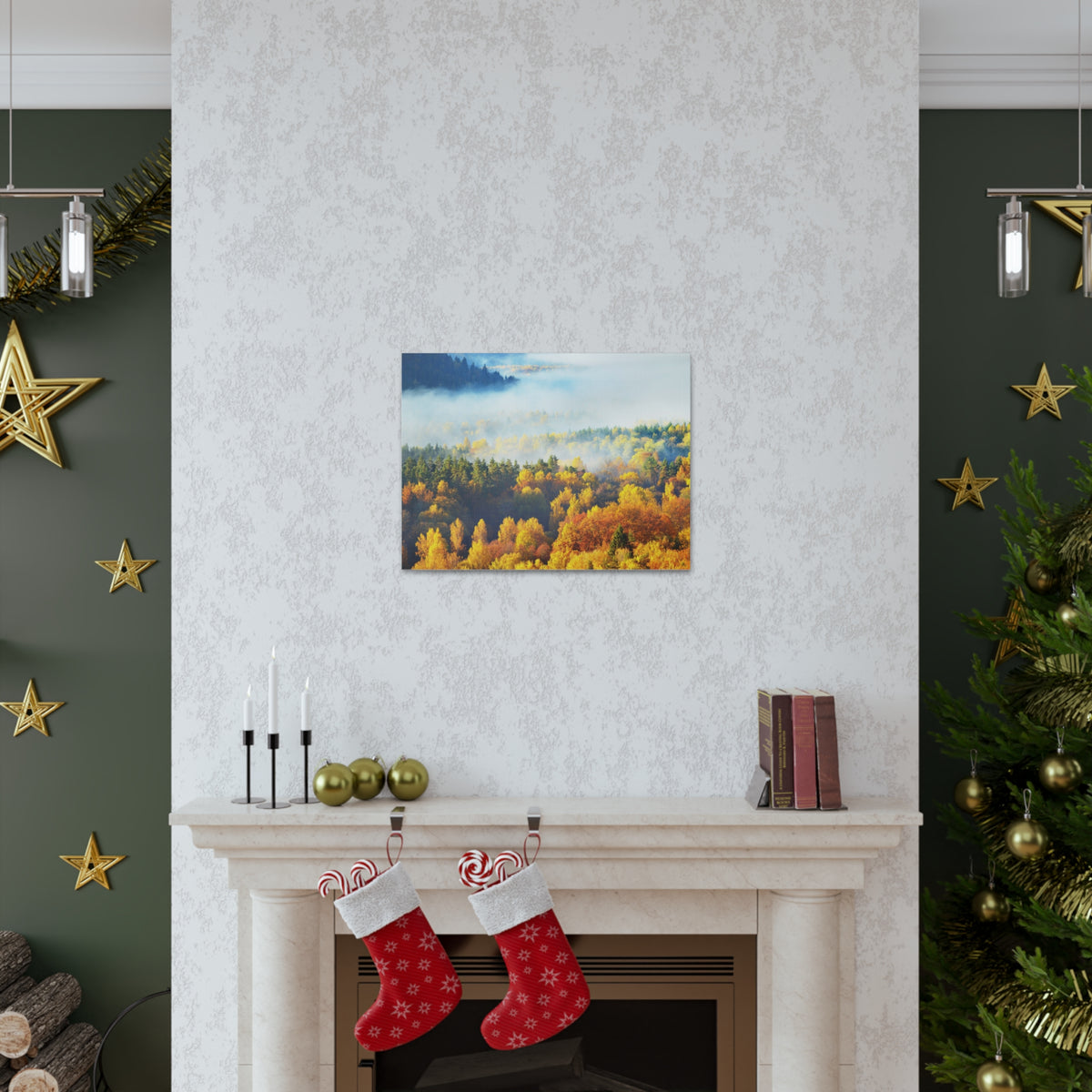 Forest Mystic Autumn Nature Wilderness Photography Canvas Wall Art for Home Decor Ready-to-Hang-Express Your Love Gifts