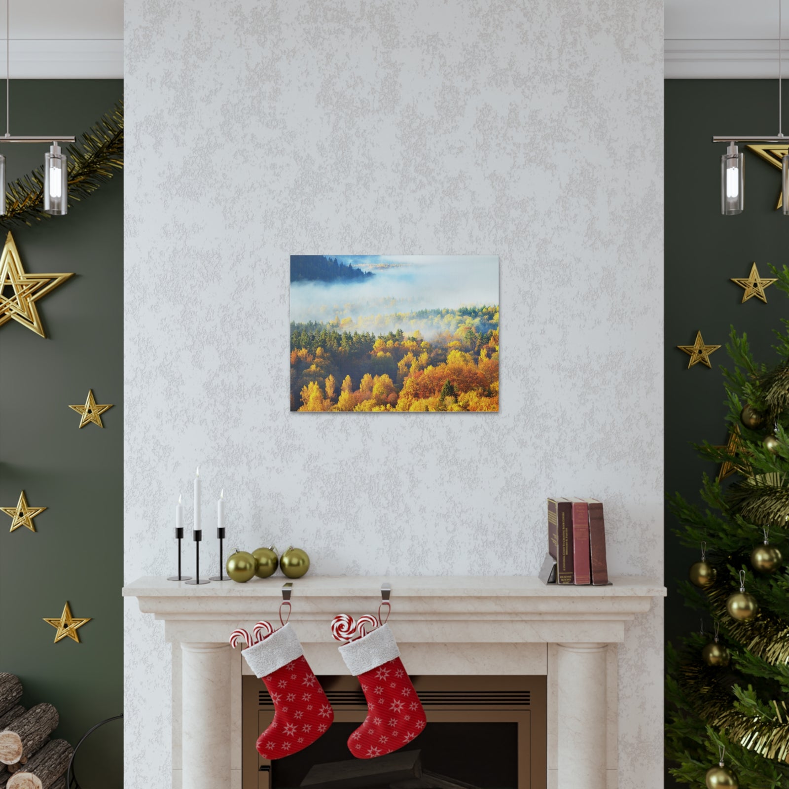 Forest Mystic Autumn Nature Wilderness Photography Canvas Wall Art for Home Decor Ready-to-Hang-Express Your Love Gifts