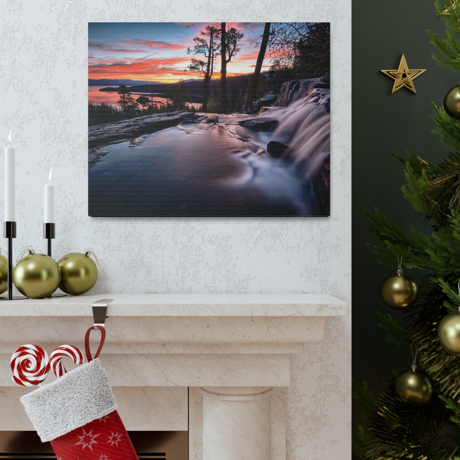 Lake Water Rushing Nature Wilderness Photography Canvas Wall Art for Home Decor Ready-to-Hang-Express Your Love Gifts